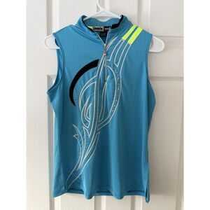 Jamie Sadock Sleeveless Golf Top - Size Small - Electric Blue & Neon Graphic